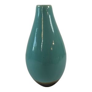 Exquisite Petite Turquoise Vase with an Ovoid form with peaked mouth in ceramic